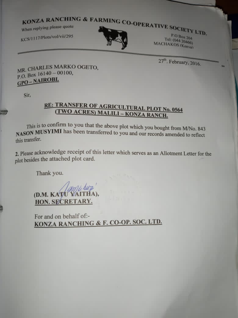 2 acres for sale at konza cooperative 