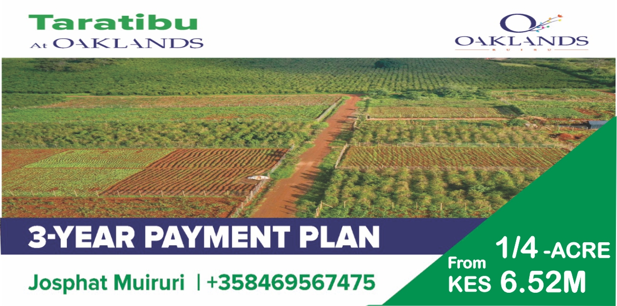 1/4 (100 x 100) PLOTS FOR SALE IN TATU CITY TARATIBU AT OAKLANDS